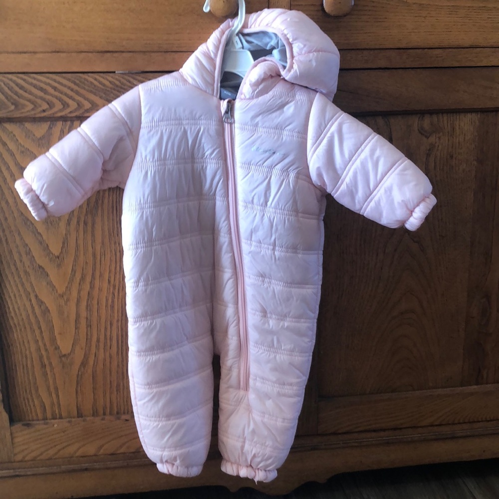 Eddie Bauer puffer snow suit pale pink
